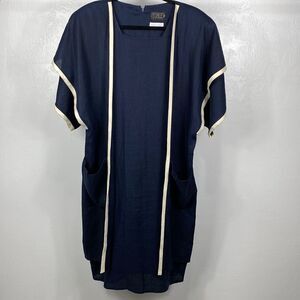 Yeohlee New York Bonwit Teller Vintage Navy Blue Short Sleeve Dress Size XL